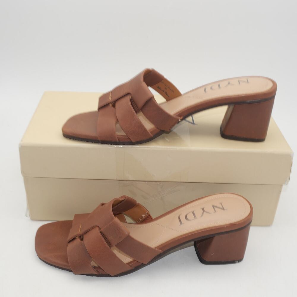 NEW NYDJ Gloriana Mule Brown Leather Sandals Women's 7 - Picture 2 of 9